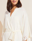 Model wears Naya TENCEL™ Modal Robe in ivory.