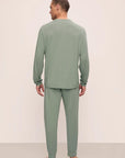 Model is wearing Henry TENCEL™ Modal Long PJ Set in Eucalyptus