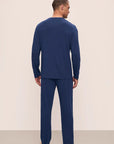 Model is wearing Henry TENCEL™ Modal Long Sleeve Crew PJ Set in Navy