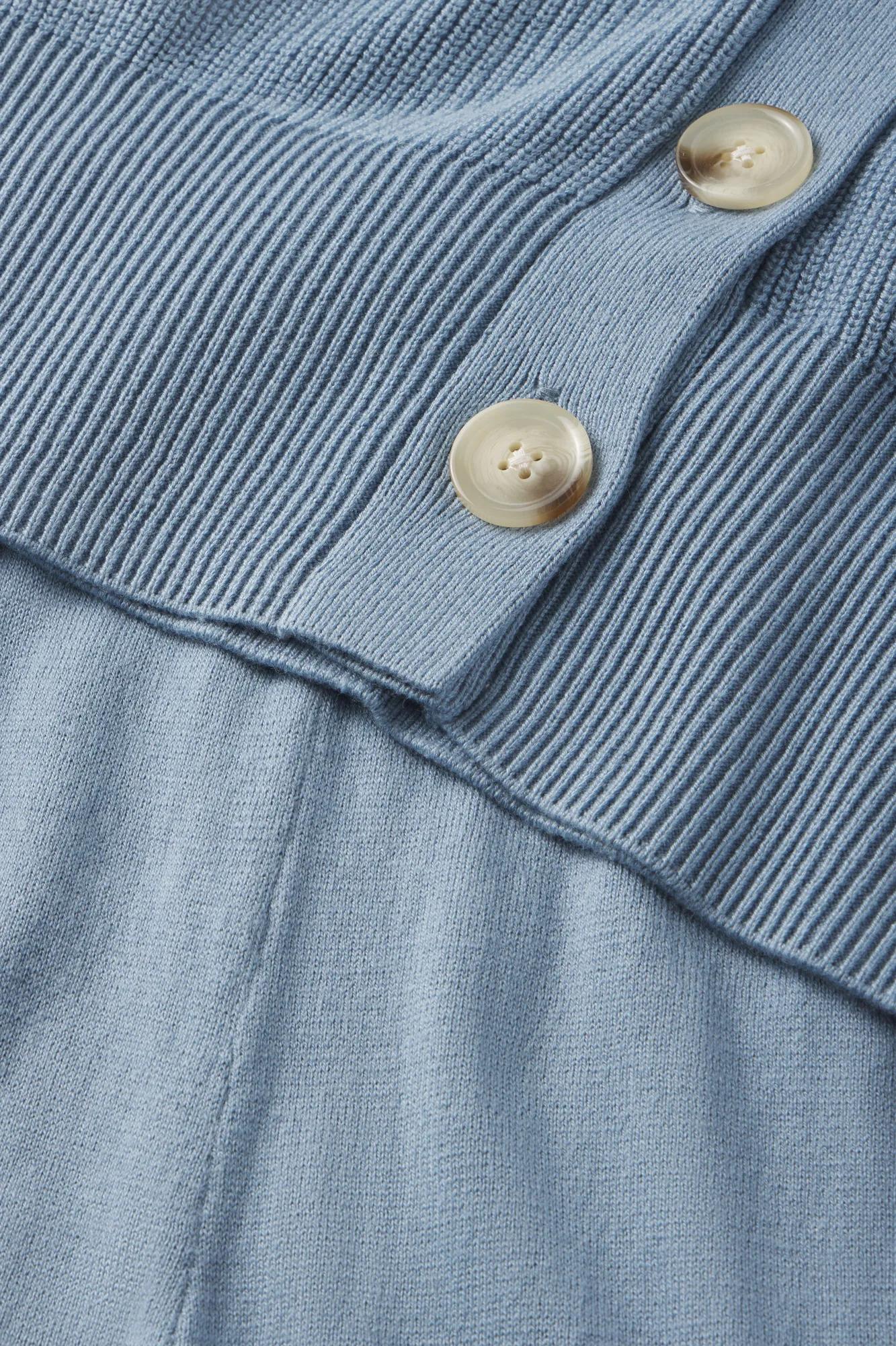 Fabric Detail of FINE GAUGE SWEATER CARDIGAN AND PANT - Faded Denim