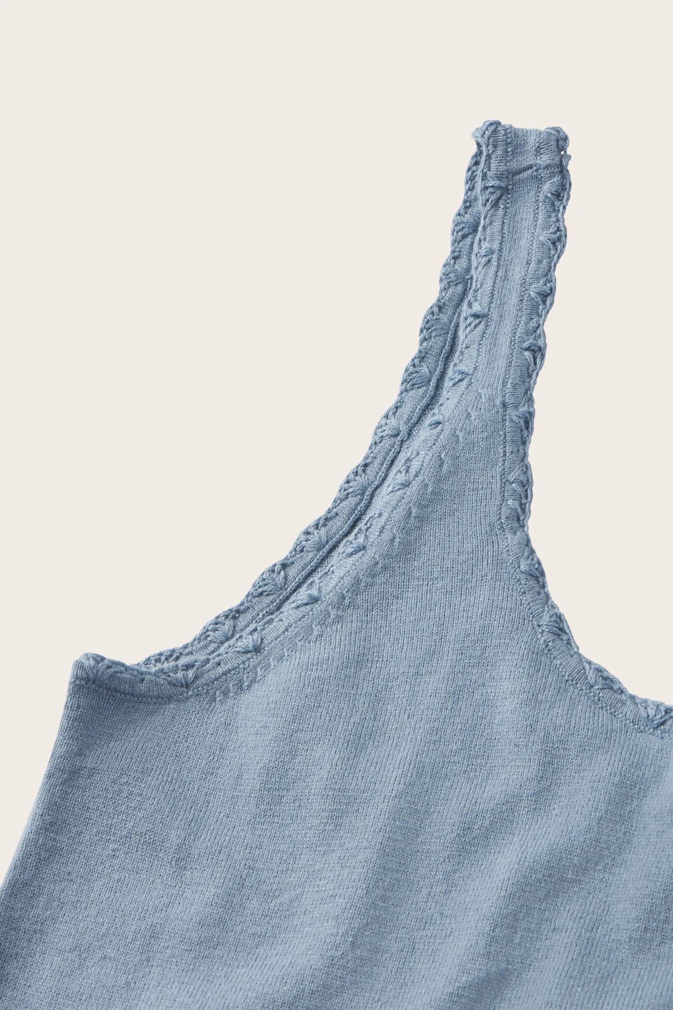 Fabric Detail of FINE GAUGE SWEATER TANK - Faded Denim