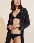 Model wears Gisele TENCEL™ Modal Sleepshirt in black/sorbet.