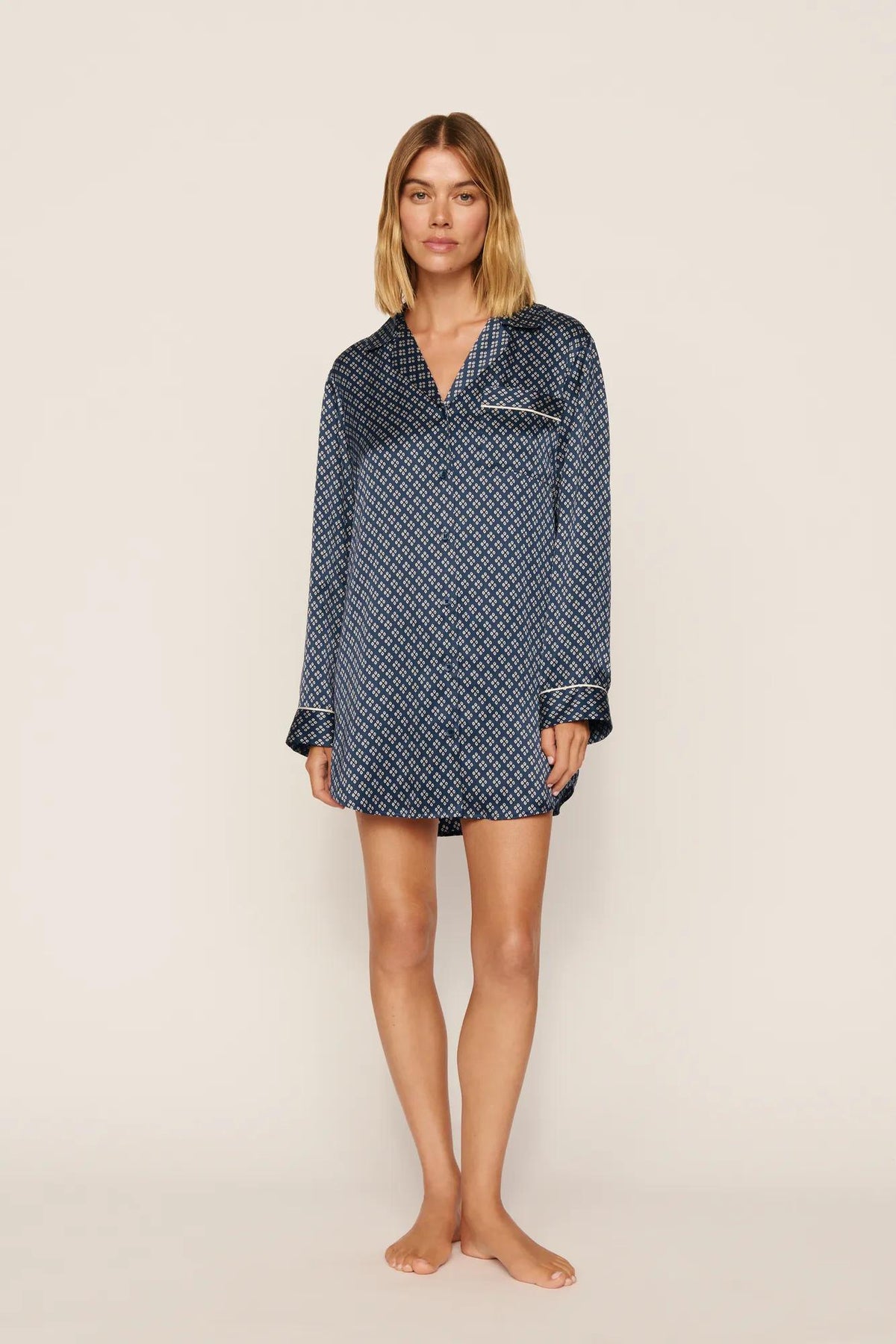 Inez Washable Silk Printed Sleepshirt