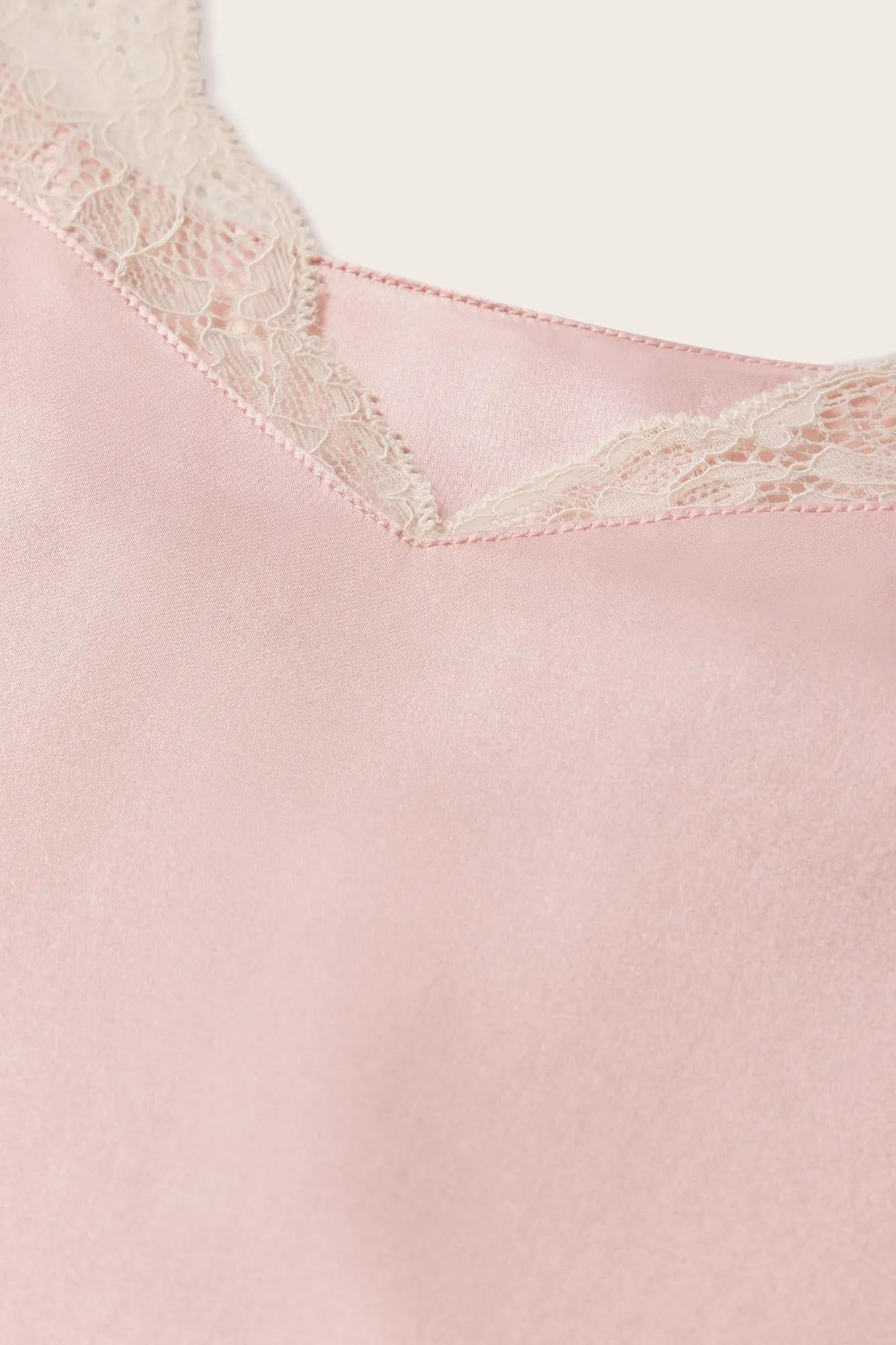 Image of Washable Silk Lace Cami & Short Set in Pale Pink/Champagne