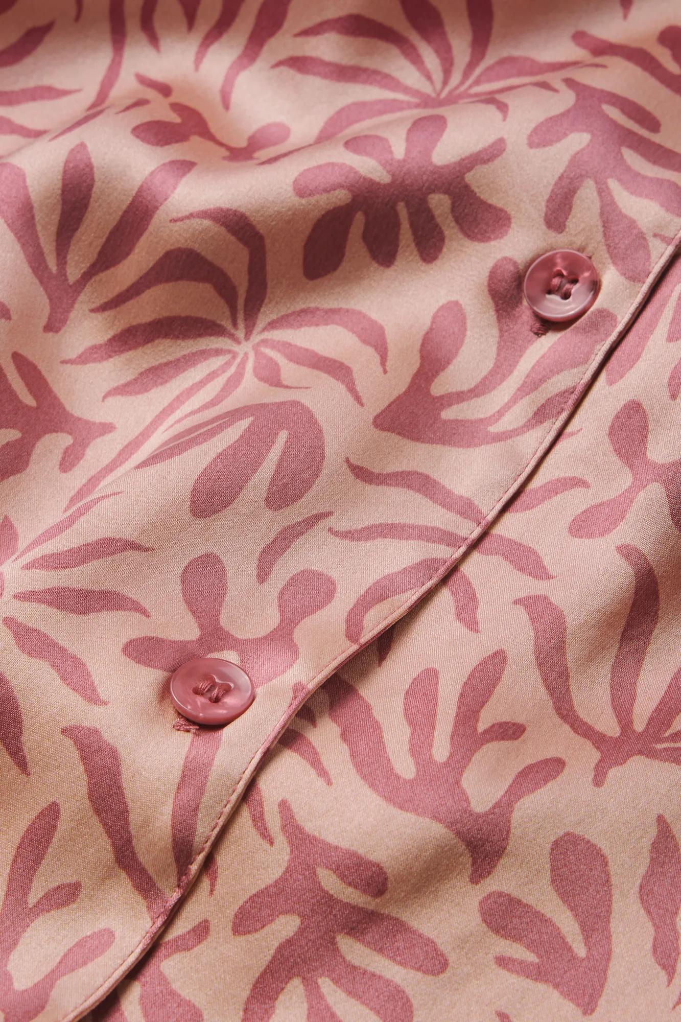 Image of Inez Washable Silk Printed fabric in Bloomscape Misty Rose/Mesa Rose