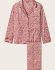 Minez Washable Silk Printed Long PJ Set in Bloomscape Misty Rose/Mesa Rose