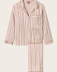 Image of Inez Washable Silk Printed Long PJ Set in Brushstroke Misty Rose/Misty Rose