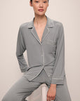 Model wears Gisele TENCEL™ Modal Long PJ Set in moonlight/ivory.