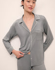 Model wears Gisele TENCEL™ Modal Long PJ Set in moonlight/ivory.