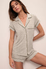 Model wears Gisele Printed TENCEL™ Modal Shortie Short PJ Set in Ella Spark/Moss.