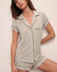 Model wears Gisele Printed TENCEL™ Modal Shortie Short PJ Set in Ella Spark/Moss.