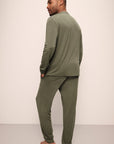 Model wears Henry TENCEL™ Modal Long PJ Set in Moss.