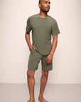 Model wears Henry TENCEL™ Modal Short PJ Set in Moss.