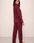 Model wears Gisele TENCEL™ Modal Long PJ Set in Cabernet/Ivory/