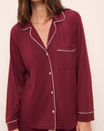 Model wears Gisele TENCEL™ Modal Long PJ Set in Cabernet/Ivory/