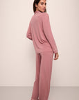 Model wears Gisele TENCEL™ Modal Long PJ Set in Old Rose/Ivory.