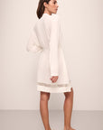 Model wears Mia TENCEL™ Modal Long Sleeve Robe in Ivory.