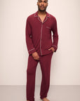 Model wears William TENCEL™ Modal Long PJ Set in Cabernet/Ivory.