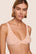 Model is wearing Soft Stretch Lace Plunge Bralette in Buff