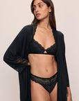 Image of model wearing Lara Triangle Bralette in black