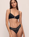 image of model wearing Lara Triangle Bralette in black