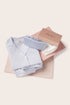 Image of the new mom bundle which includes Gisele Long PJ set, Inez Eye Mask and a silk pillowcase