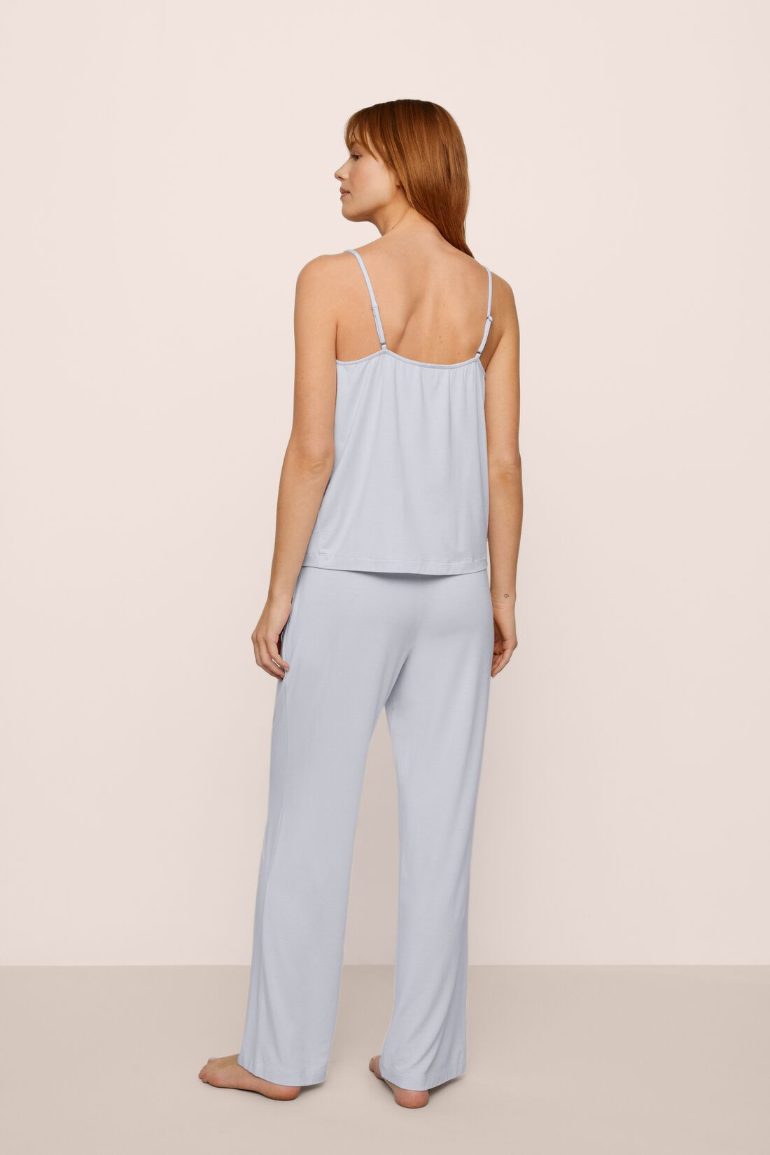 Model Is Wearing Gisele Cami/Pant Pj Set In Ice Blue