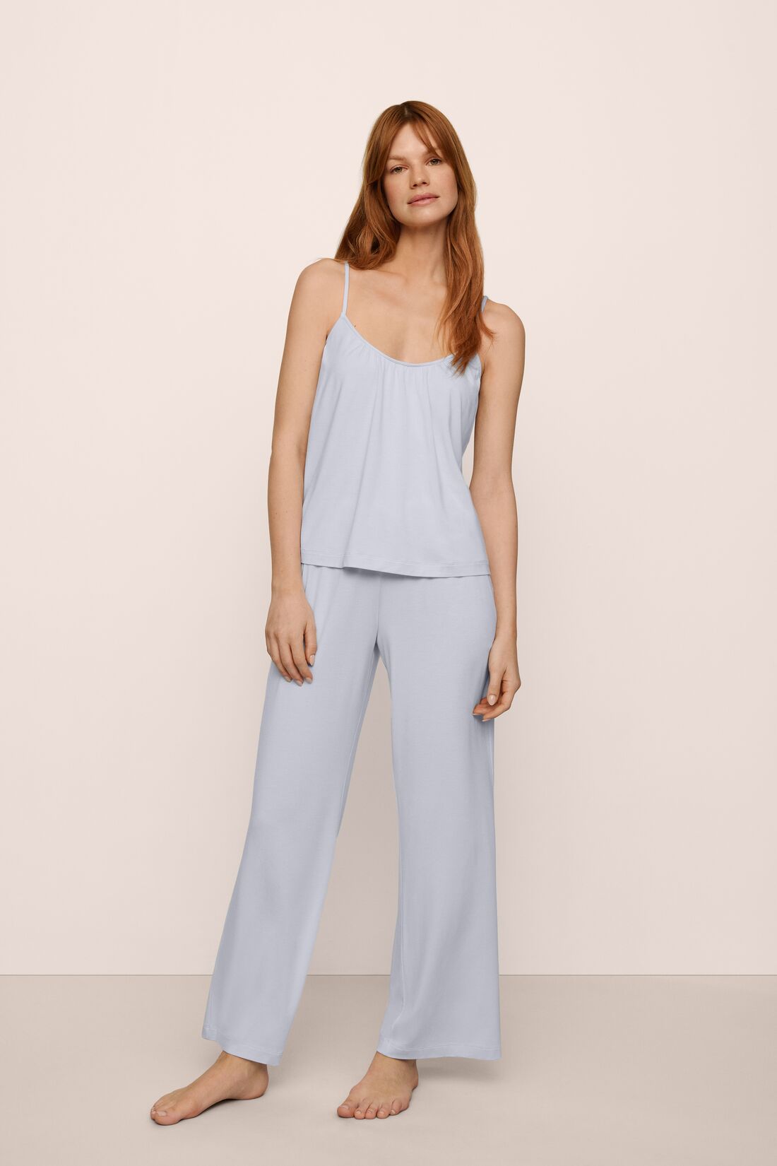 Model Is Wearing Gisele Cami/Pant Pj Set In Ice Blue