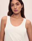 Model is wearing Gisele TENCEL™ Modal Everyday Tank in ivory.