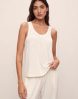 Model is wearing Gisele TENCEL™ Modal Everyday Tank in ivory.