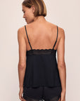 Back image of model wearing Lara TENCEL™ Modal Cami & Short PJ Set in black.