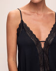 Detail image of model wearing Lara TENCEL™ Modal Cami & Short PJ Set in black.