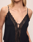 Detail image of Lara TENCEL™ Modal Romper in black.