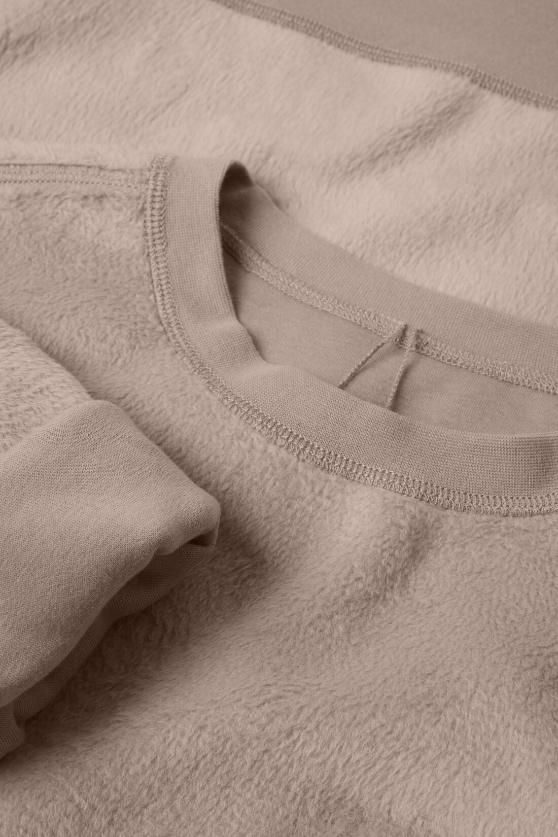 Detail image of fabric of Reversible Plush Sweatshirt in Toffee