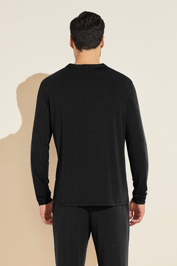 Henry TENCEL™ Modal Long Sleeve Henley Top - Black - Eberjey