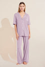 Model wears Gisele TENCEL™ Modal Short Sleeve & Pant PJ Set in lavender/ivory.