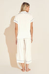 Gisele TENCEL™ Modal Short Sleeve Cropped PJ Set - Pure Ivory/Navy