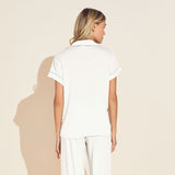 Eberjey Gisele TENCEL™ Modal Short Sleeve Cropped PJ Set - White/Ice Blue
