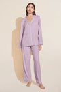 Model wears Gisele TENCEL™ Modal Long PJ Set in lavender/ivory.