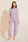 Model wears Gisele TENCEL™ Modal Slouchy PJ Set in lavender/ivory.