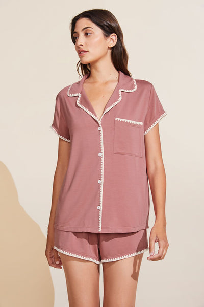 Frida TENCEL™ Modal Shortie Short PJ Set - Old Rose/Ivory - Eberjey