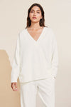 Recycled Boucle V Neck Top - Ivory