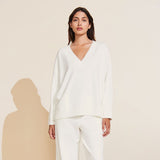 Eberjey Recycled Boucle V Neck Top - Ivory
