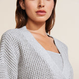 Eberjey Recycled Sweater Cropped Cardigan - Heather Grey
