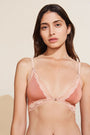 Model wears Flora TENCEL™ Modal Front Closure Bralette in Pink Rouge/Rose.