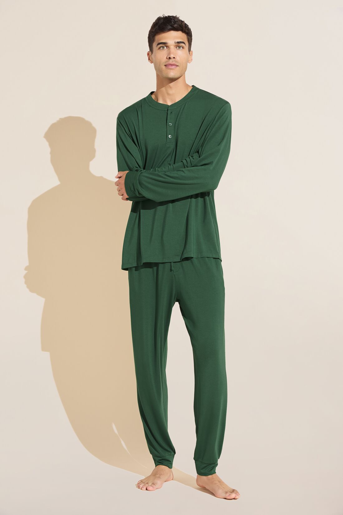 Gisele TENCEL™ Modal Long PJ Set - Forest Green/Ivory - Eberjey