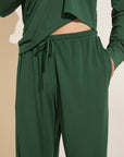 Model wears Henry TENCEL™ Modal Long PJ Set in Forest Green.