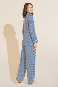 Gisele Printed TENCEL™ Modal Long PJ Set - Geo Sphere Cobalt/Ivory