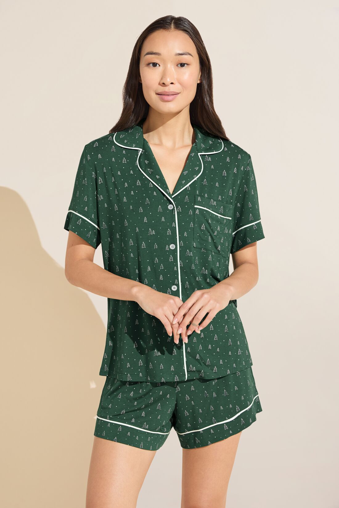 Kid's Flannel Pajama Set in Forest Green