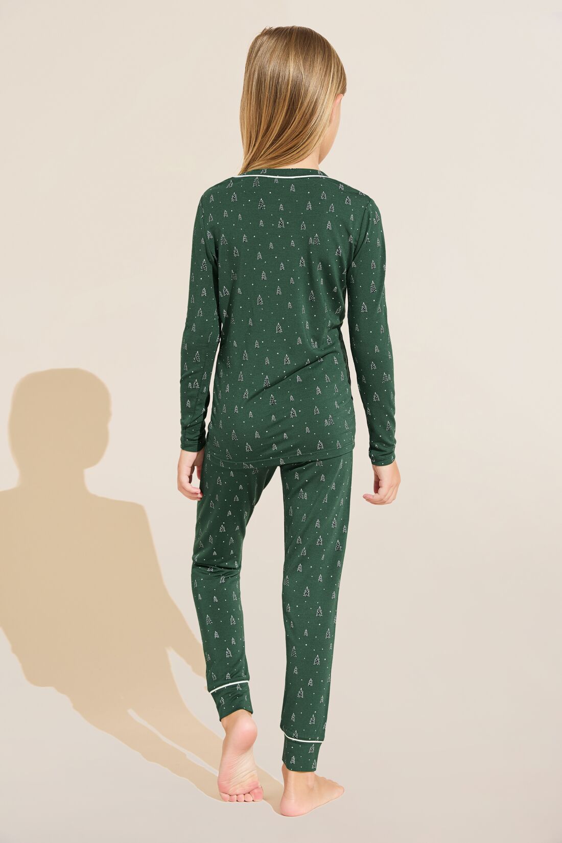 Kids TENCEL™ Modal Unisex Long PJ Set - Winterpine Forest Green